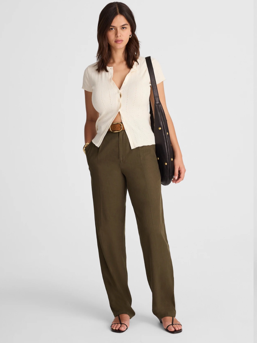 Madewell High Rise Barrel-Leg Pant In Burnished Olive